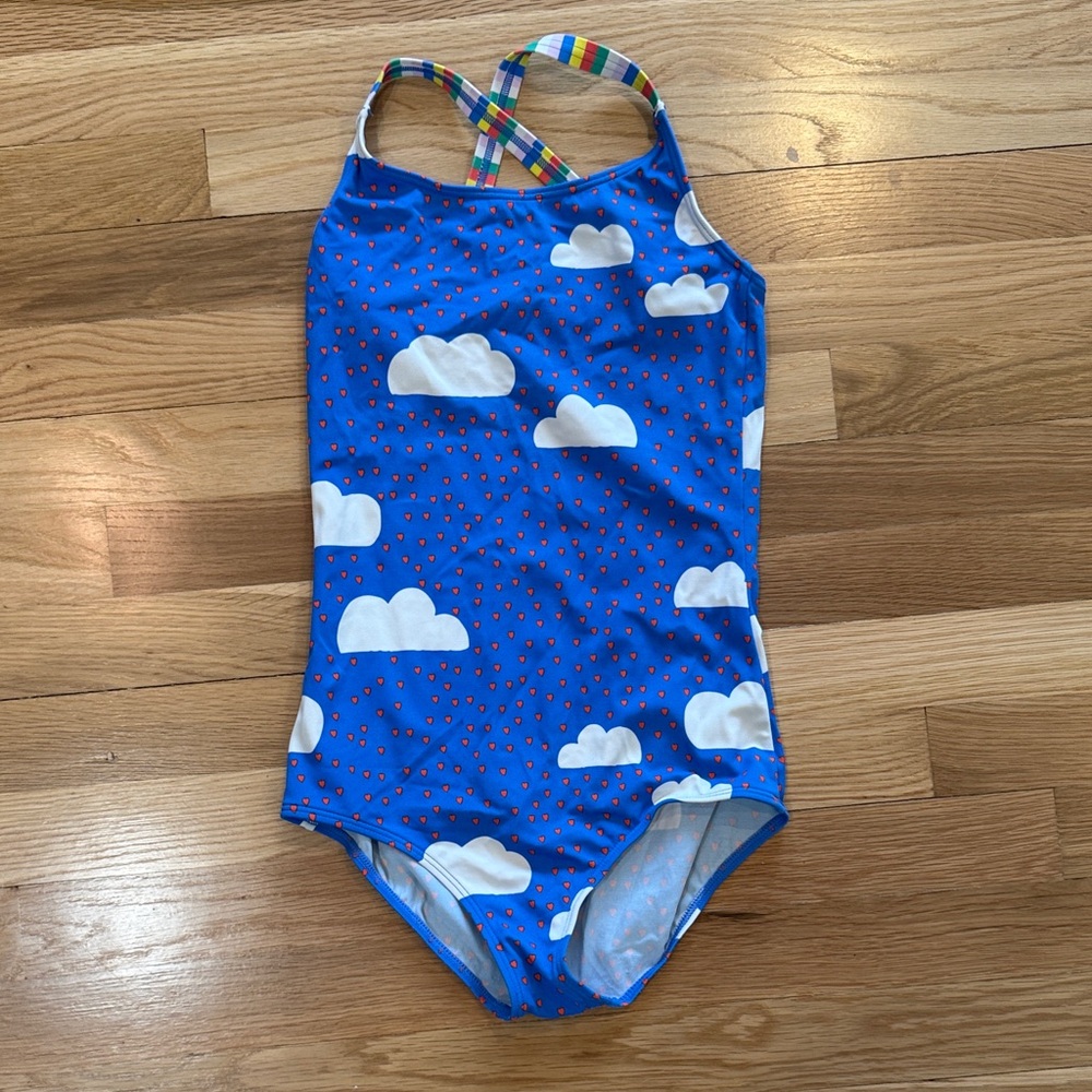 Mini Boden Blue Cloud Print Kids Swim One Piece